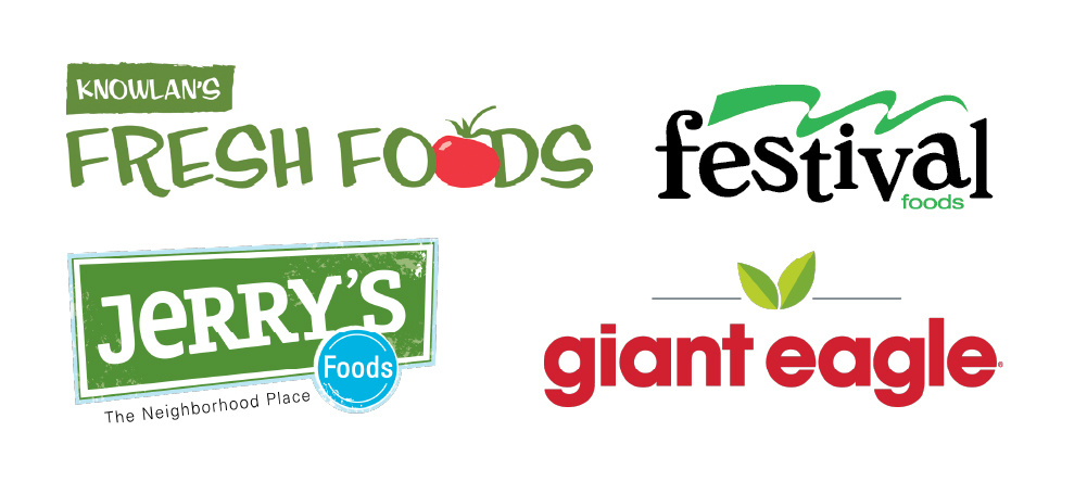 logos for Knowlan's Fresh Foods, Jerry's Foods, Festival Foods, and Giant Eagle 